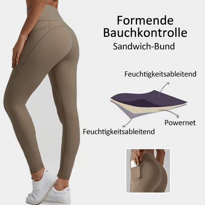 LETZTER TAG 50 % RABATT🔥NESLEMY™️High Waisted Butt Lifting Tummy Control Side Pocket Shaping Training Leggings🔥